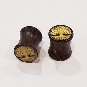 Gold tree plugs 0g/8mm (earrings/gauges)